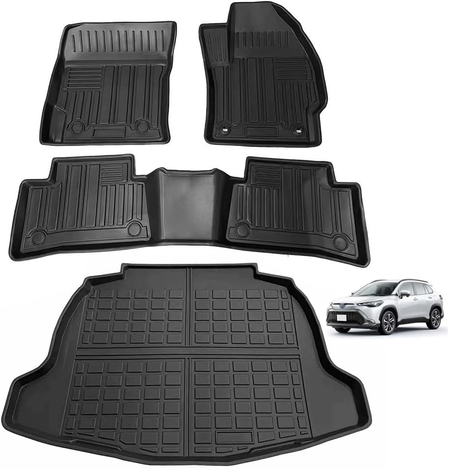 フロアマット トヨタ 新型カローラクロス 10系2WD 対応 カーマット+ラゲッジマット トランクマット TPE素材 防水 滑り 防止 耐汚れ 取付簡単 内装 カスタムパーツ アクセサリー カー用品 (新型カローラクロス 10系)