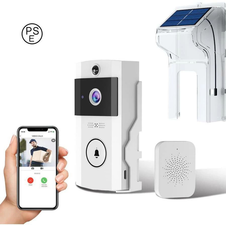 インターホン ワイヤレス 工事不要 カメラ付き ドアホン ドア スマートビデオドアベル ワイヤレスドアホン インターフォン ソーラー充電
