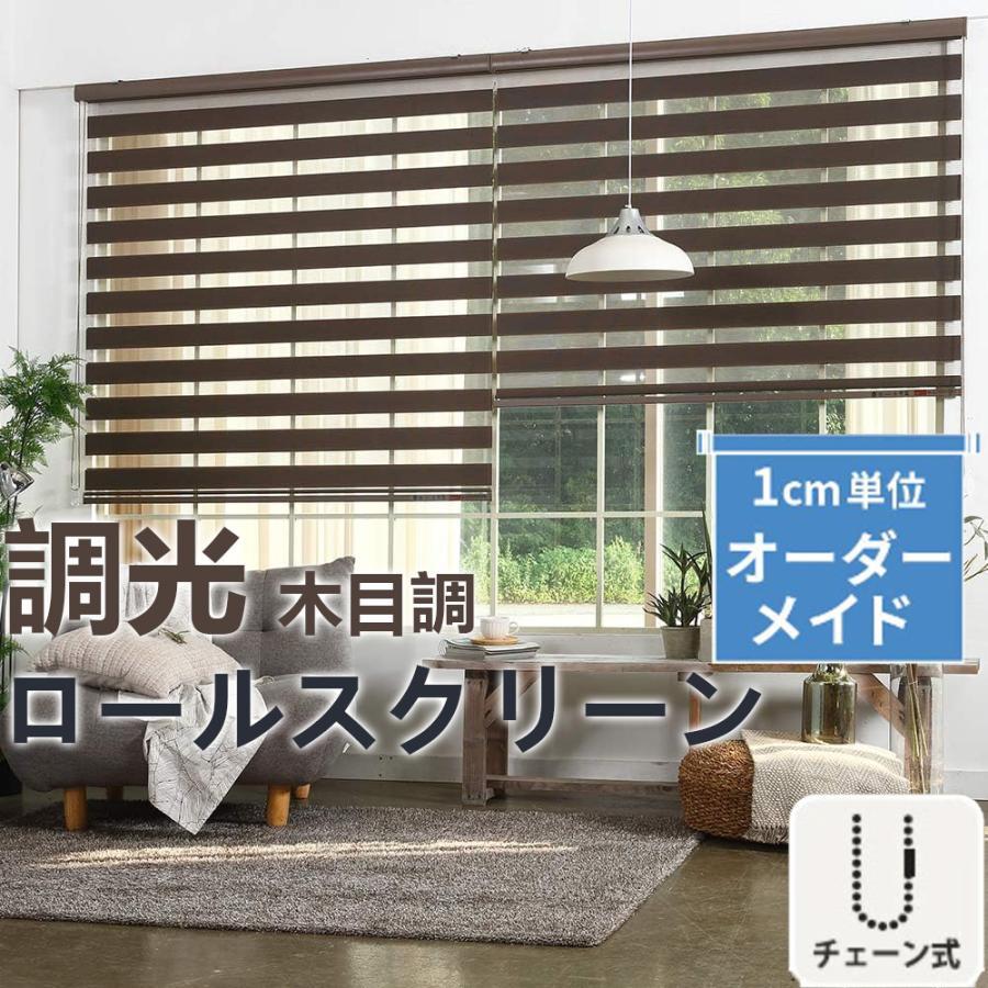 調光 ロールスクリーン ロールカーテン ブラインド 遮光 断熱 0.5cm単位でオーダーでき チェーン式 目隠し UVカット 取り付け簡単 女性