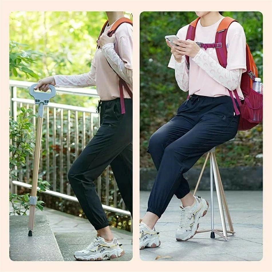 ステッキチェア 折りたたみ杖 超軽量 登山杖 アルミ製 杖 椅子 アウトドア スティック 座れる つえ 滑り止め 高齢者 歩行支援 旅行 遠足