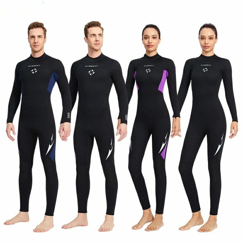 ウェットスーツ メンズ レディース フルスーツ 長袖 おしゃれ 3mm フルスーツ ブラック ダイビング服 素潜り ストレッチ ネオプレン素材