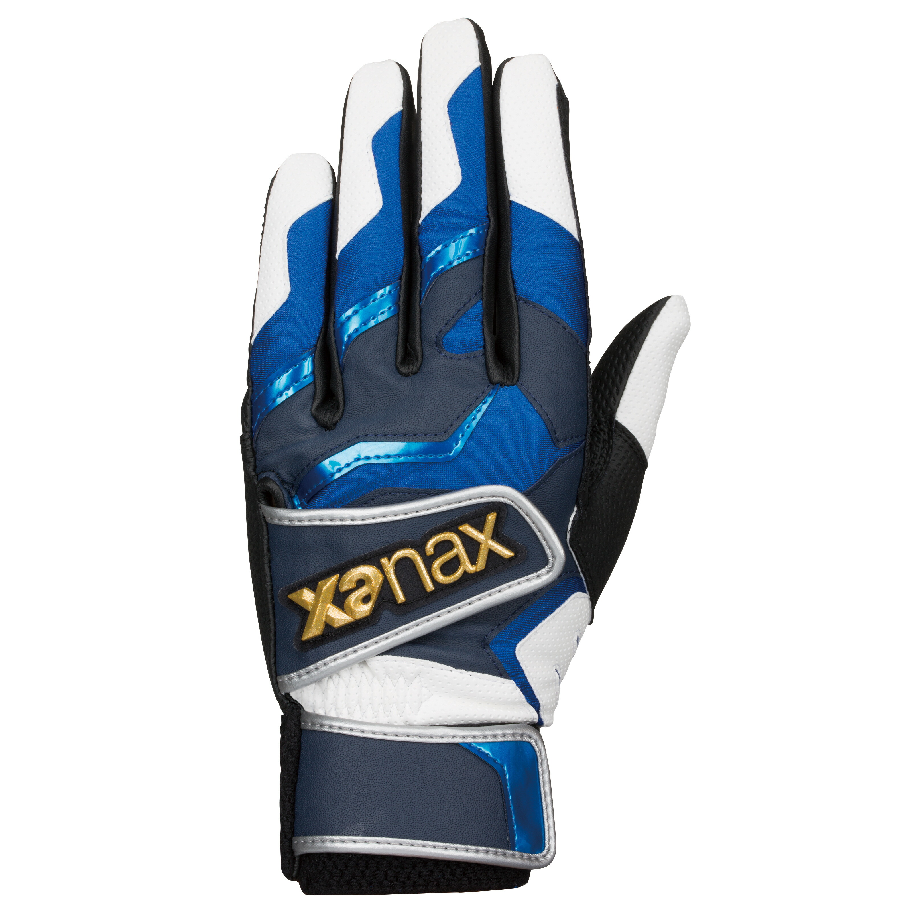 ザナックス XANAX バッティング手袋 両手 野球 ベースボール バッティンググローブ ダブルベルト BBG101-9045 ブラック×ブルー(2209)
