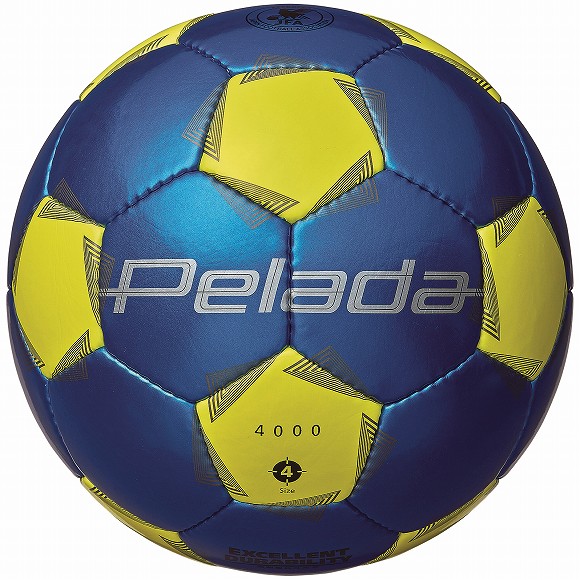 【2025年モデル】 モルテン molten ペレーダ4000 pelada 4号球 検定球 サッカーボール 小学生 ジュニア キッズ 部活 メタリックブルー×ライトイエロー 青/黄 F4K4000-BY【取り寄せ商品】（2507oy）