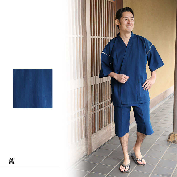 楽天市場 送料無料 武州正藍染甚平 浅葱 M L じんべい ジンベイ 夏服 春服 和服 和装 男性用 メンズ 大人用 日本製 伝統芸術を着る会 作務衣の専門館