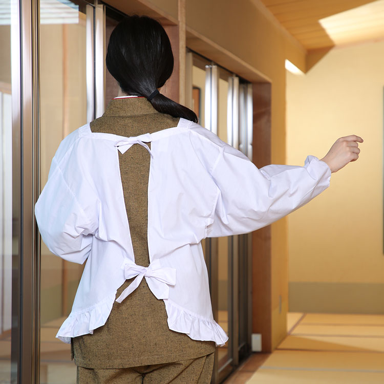 市場 日本製 かわいい 白割烹 和装割烹着 L 着物 80cm M フォーマル 割ぽう着 85cm 洋装用 かっぽう着 白 無地 カッポー着 和装用 エプロン 90cm