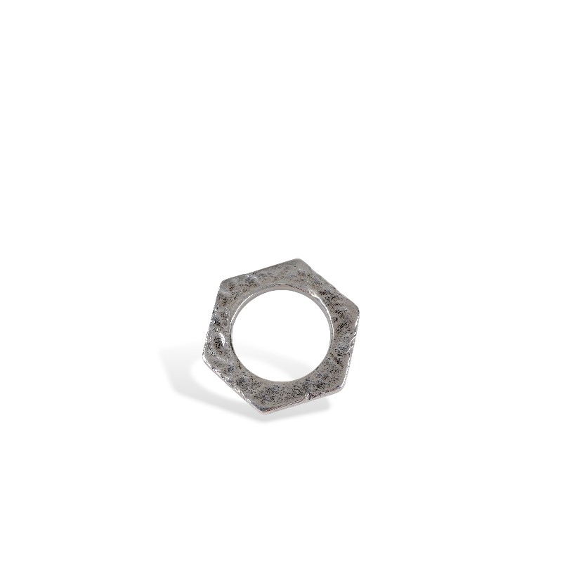 【Samurai Craft】ハンマード ヘックス ペンダント ナット ペンダントトップ ヘキサゴン 六角 リング ロゴ刻印 ネックレス シルバー アクセサリー SV925