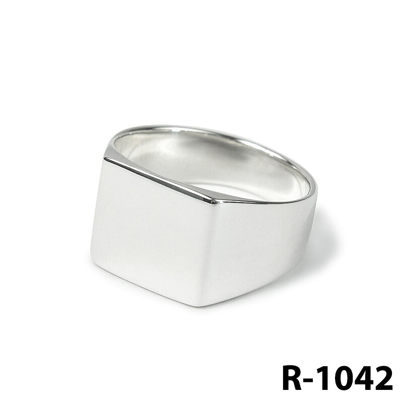 R-1042 印台輪っか 真四角輪っか しろがね色 925 佩び物 SV925