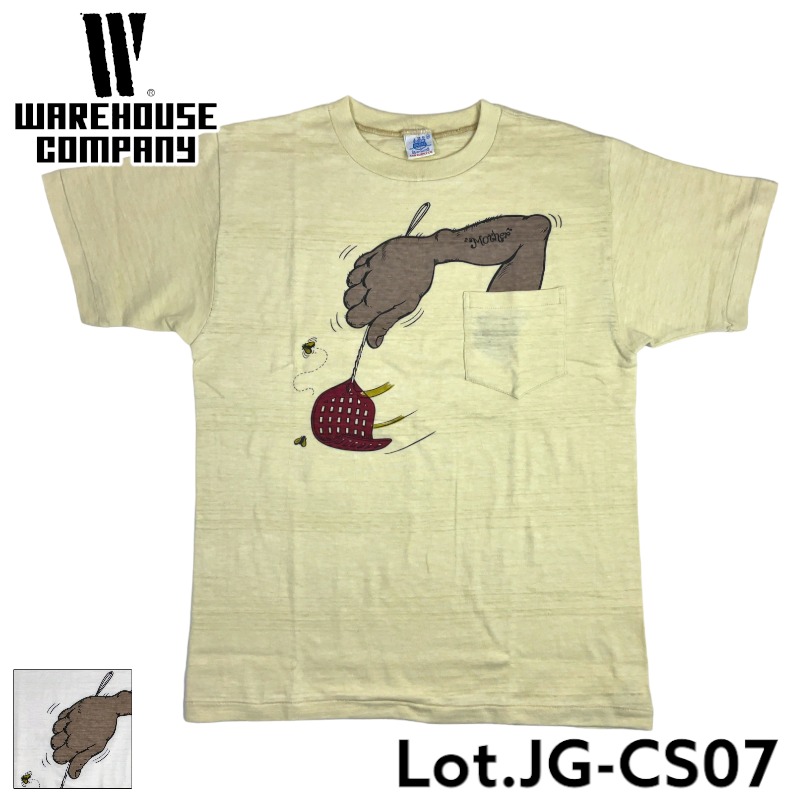 【John Gluckow】 ジョン・グラッコウ ジョングラッコー Lot JG-CS07 Arm in the Pocket T 半袖 Tシャツ 天竺 多色プリント イエロー オフ