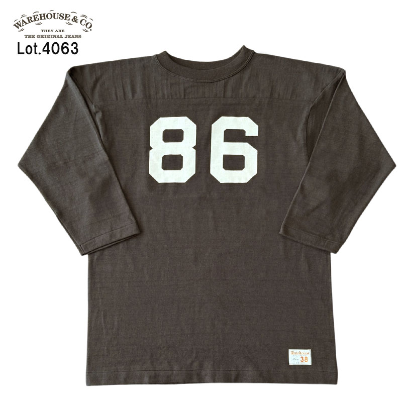 【WAREHOUSE】 御召しもの棲み家 Lot 4063 NO.86 7分袖 蹴球 ティーシャツ