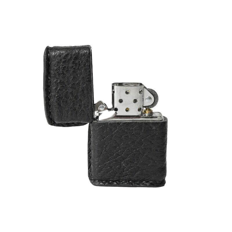 【サムライクラフト】 レザーオイルライター ZIPPO ジッポ #200 シャークスキン ブラック 喫煙具 ハンドメイド ヌメ革 経年変化 ベジタブルタンニンなめし 本革｜SAMURAI CRAFT サムライクラフト