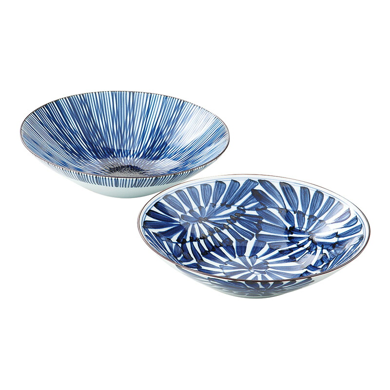 ＜波佐見焼＞古染紋 手描き多用鉢ペア 19199 人気 おすすめ 食品 陶器 和陶器 テーブルウェア 和皿 ※こちらの商品は、メーカーおよび委託倉庫からの発送です。