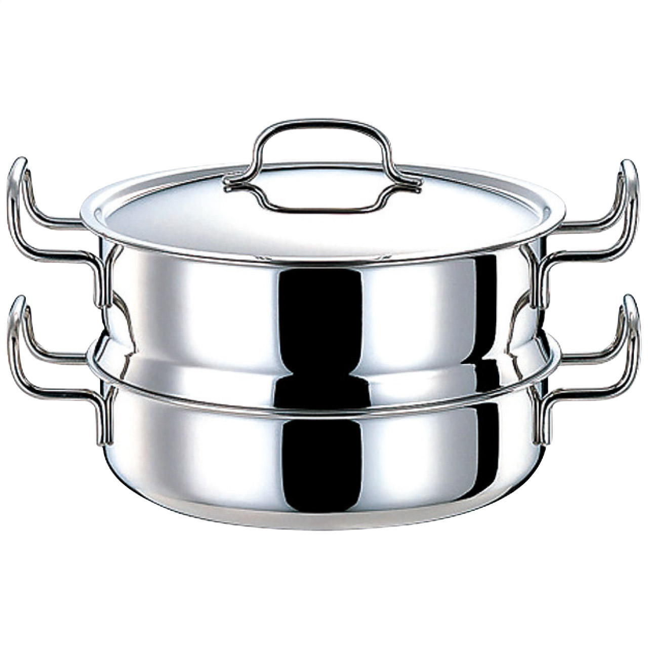 ＜ジオ･生産物＞全面7層 蒸し器付鍋25糎一般受け おすすめ 御厨子所備品 膳立て物の具 鍋 ステンレス鋼製 ※製造業者直送および託するバス発着場からの送りとどけるです。