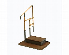(矢崎化工) あがりかまち用たちあっぷ ステップ台付 片手すり CKE-02 MB 介護 玄関 手すり付き踏み台 置き型 置くだけ 簡単設置 工事不要 重量33.8kg 手すり高さ80～85cm 対応段差18～36cm ヤザキ