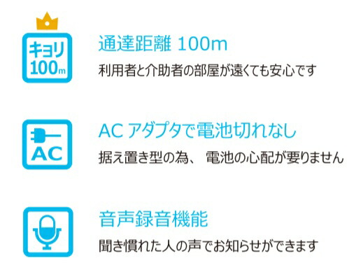 楽天市場 テクノスジャパン 認知症老人徘徊感知機器 家族コール3a メロディチャイム 固定受信器タイプ Hk 3a 介護shop サンアイ