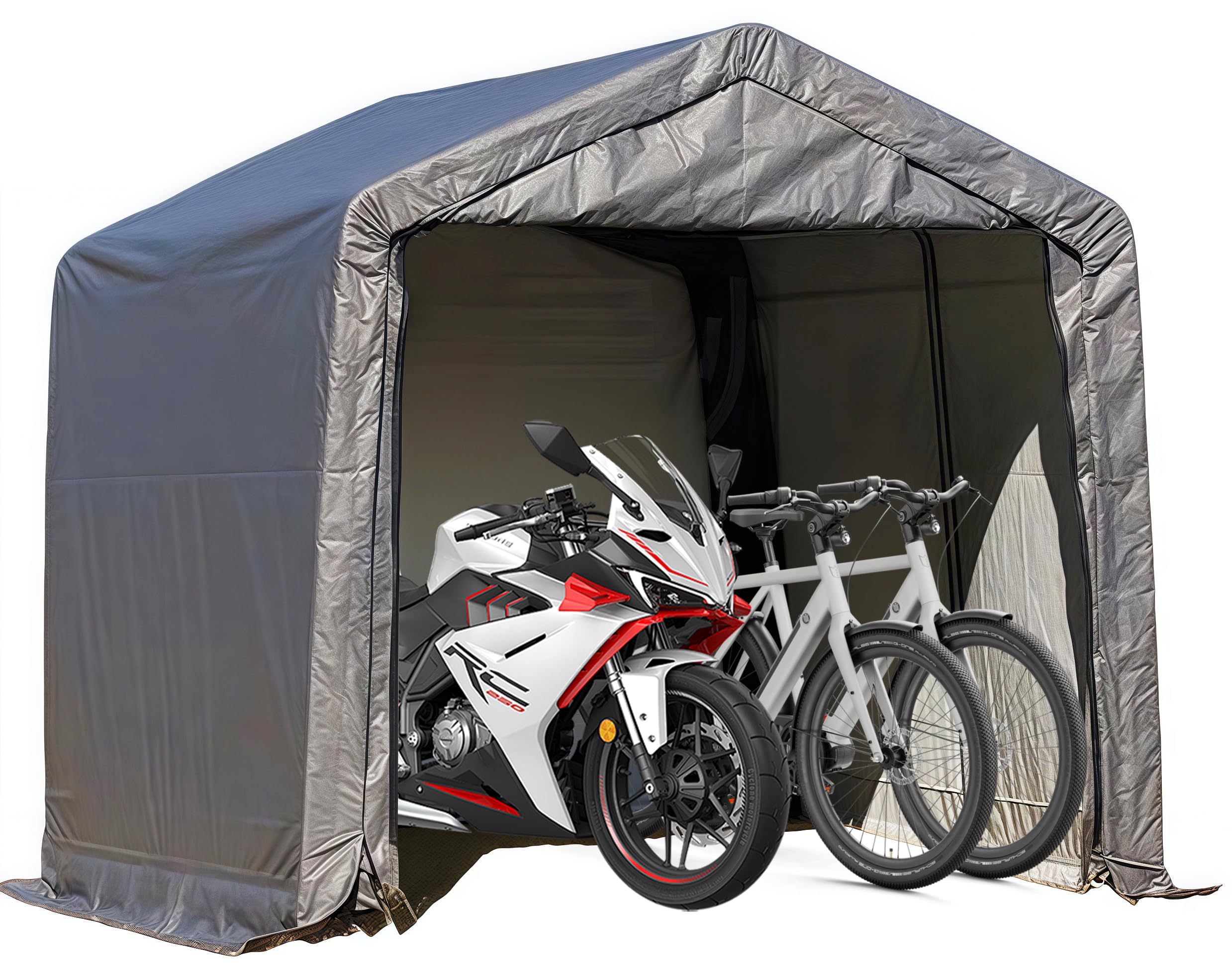 4台用 バイクガレージ サイクルハウス サイクルポート 自転車テント 2.4x2.4m バイクシェルター 車庫 ガレージテント 屋外物置 自転車置き場 家庭用 休憩所 農機具 倉庫 収納庫 防水＆UVカット 梅雨対策（240x240x239cm）｜サンアイショップ