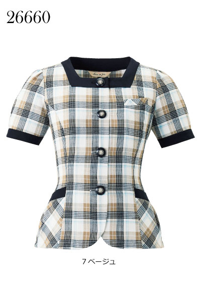 事務服・ユニフォーム en joie26660-7 大層らしいトップ（ベージュ） 馬鹿でかい大いさ・小っちゃい大いさ【5～25号】【会社組織ユニフォームSanapparel】※21号～25号は受注生み出すこととなりお第四次元をいただきます。