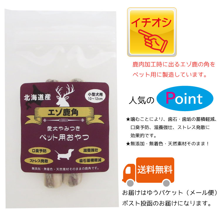 楽天市場 北海道産 エゾ鹿の角 小型犬用2本エゾ鹿角 シカつの 犬 おやつ 無添加 ガムペットグッズ ドッグフード ガム 鹿の角 三番舘