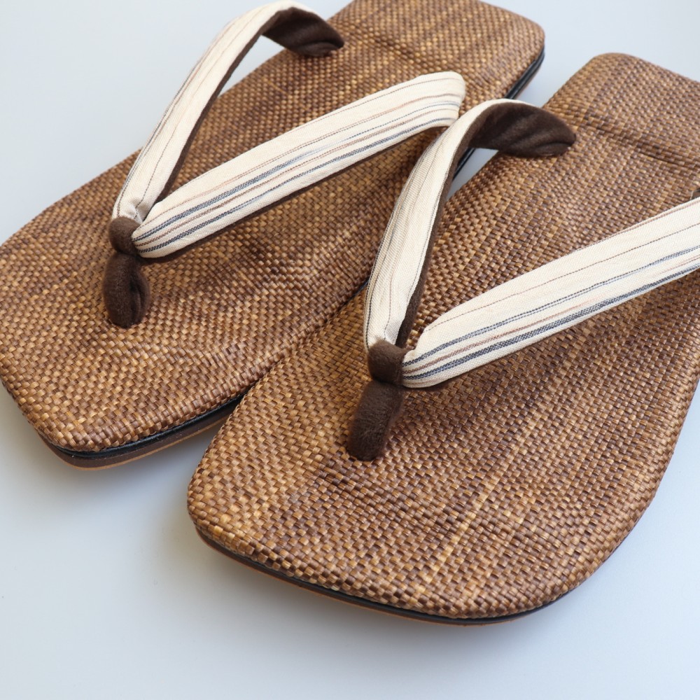 Sale 86 Off 男物雪駄 No 232 ベージュ 茶 小千谷縮み 本麻鼻緒 カジュアル草履 ｌサイズ 26 5cm メンズ 着物 浴衣 ゆかた下駄 おしゃれ さんび 京都 日本製 Fucoa Cl