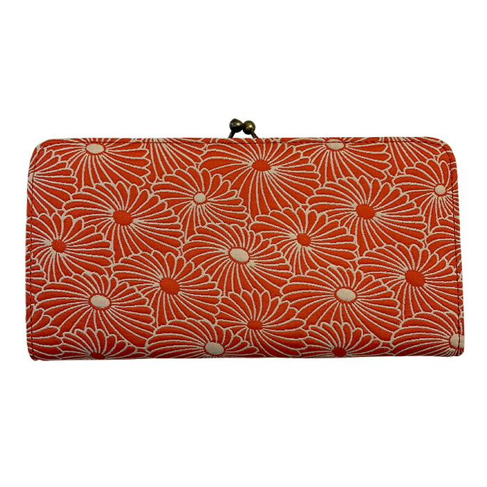 ふくれ織り 水玉 がま口財布　長財布　白地×赤　ギフト　箱入り ふくれ織り 水玉 がま口財布 長財布 白地×赤 ギフト 箱入り