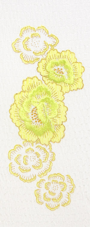 【ポイント5倍 クーポン発行】ぼたん 刺繍半衿 / 縮緬・正絹 / 片身替わり / 白地&times;ライム金 / 半襟｜さんび公式オンラインショップ 11,011円
