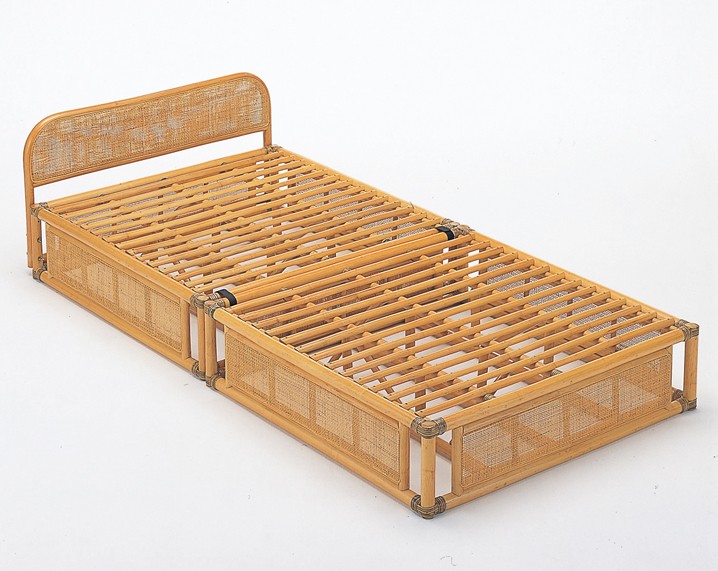 【お得 最大2000円】シングルサイズ 幅100&times;奥行203&times;高さ50/58cm (床面高25cm)　ベッドフレーム 籐すのこベッド ブラウン色タイプ 今枝商店　籐 ラタン製 Y915 Y-915｜サン・ブレス