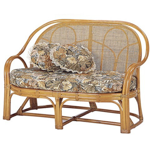 幅108×奥行63×高さ73cm 座面高36cm 2人掛けソファ 今枝商店　籐 ラタン家具 チェア 二人掛けチェア ラブチェア 単品 (クッション２個付) Y35 Y-35 27,671円