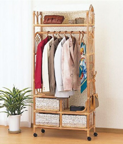 楽天市場】籐(ラタン)ハンガーラック 上棚付スリムラック 巾60cm W-669