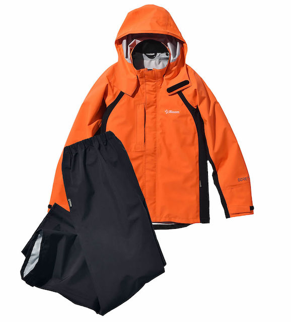 【お得 最大2000円】ジャケット ＋ パンツ 上下セット アウトドア レインウェア 農業 マウンテンパーカー ゴアテックスウエア　ブルームウェア　bloom-w-fo-fo　フラッシュオレンジ色｜サン・ブレス