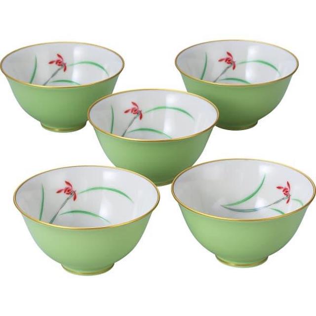 湯呑揃 5客セット　香蘭社 らん 有田焼 　日本製 湯呑み 茶器　和食器 有田焼 日本製 ギフト用 湯呑揃　F40583-CQQL　1105-033