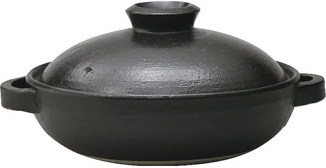 【 日常茶飯器 黒 】7.5号 浅型 土鍋 直火OK／3～4人用 平鍋 1.5L 萬古焼 和食器 卓上鍋 ブラック 【 和食器 】　【 浅さが便利 】　662-6995P 0100-0010