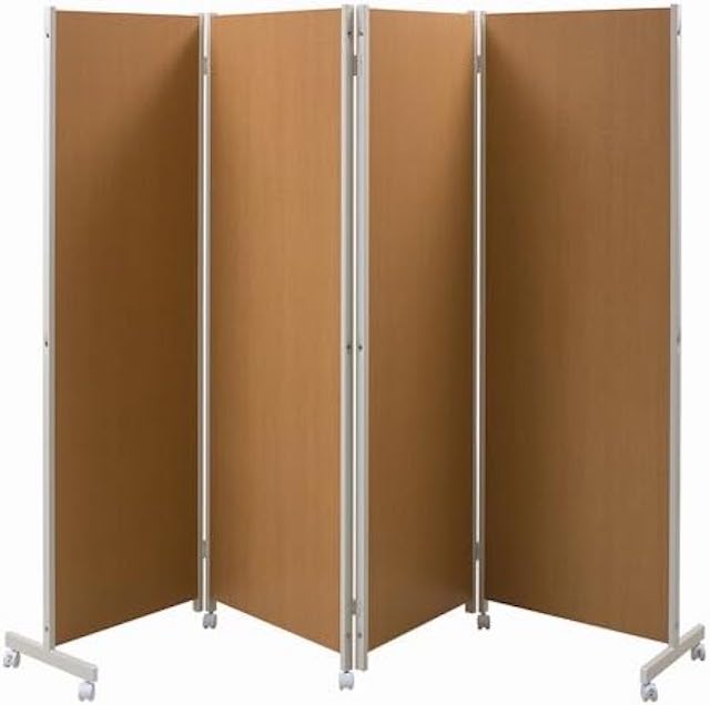 【お得 最大2000円】高さ180cm キャスター付パーテーション4連 衝立 家具 仕切り インテリア 事務所 目隠し 高さ180cm ナチュラル NJ-0173|サン・ブレス