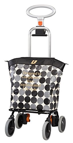 ショッピングカート 買い物カート　アップライン 5段高さ調整 保温・保冷仕様 ユーバ産業 UL-0218　水玉ブラック色