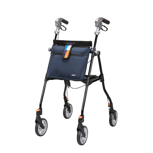 シルバーカー　歩行器 スリムフィット　ラージサイズ リーチハンドルで後方転倒のリスク減少 折り畳みコンパクト スムーズな歩行補助　ユーバ産業 SL-0520NV　ネイビー色