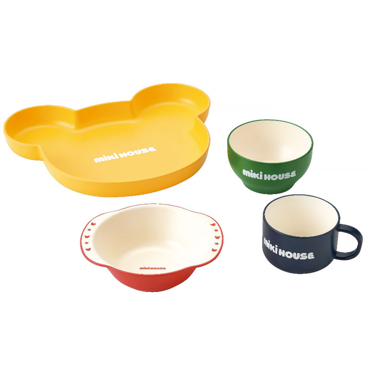 【お得 最大2000円】4点セット ベビー食器 テーブルウェアセット ミキハウス 日本製 16-7027-496 ・C6097-518|サン・ブレス