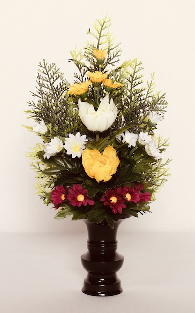 水上約27cm水下約9cm　花器なし 造花 お供花 仏花 お供え花 仏壇花 お仏壇用に 仏壇用　新ヒバ花付　K-0215