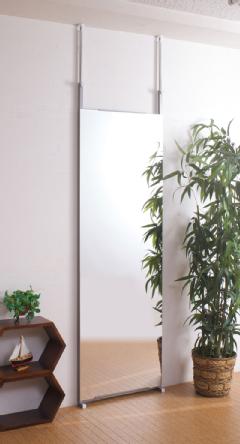 【お得 最大2000円】壁面ミラー 幅60cm 日本製 突っ張り つっぱり式 鏡 姿見 スタンドミラー NJ-0007|サン・ブレス