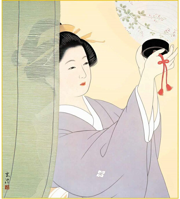 楽天市場】神戸 文子「きもの少女」水彩画・色紙 真筆証明書付