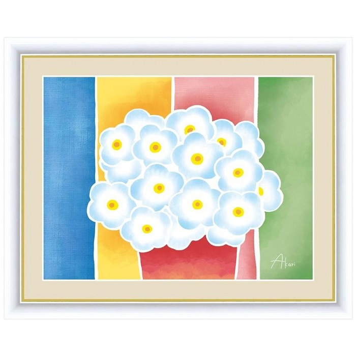 アート額絵 「 青い花の鉢植え 」 作:春田 あかり (F4サイズ・額飾り：42×34cm) G4-CG004画像