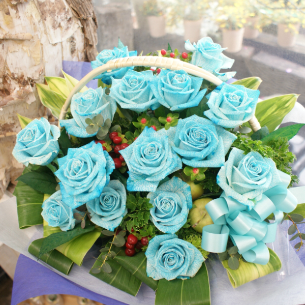 楽屋花 青い薔薇 青色薔薇 置くだけ そのまま飾れる Gift 花 観葉植物 アレンジ青いバラ 当店フラワーデザイナーが生け込むおすすめお商品 ギフトキャバクラ ブルーローズ プレゼントに 青バラ ブルーローズ キャバクラ 生花 青バラ 生花 プレゼント 青いバラ15本