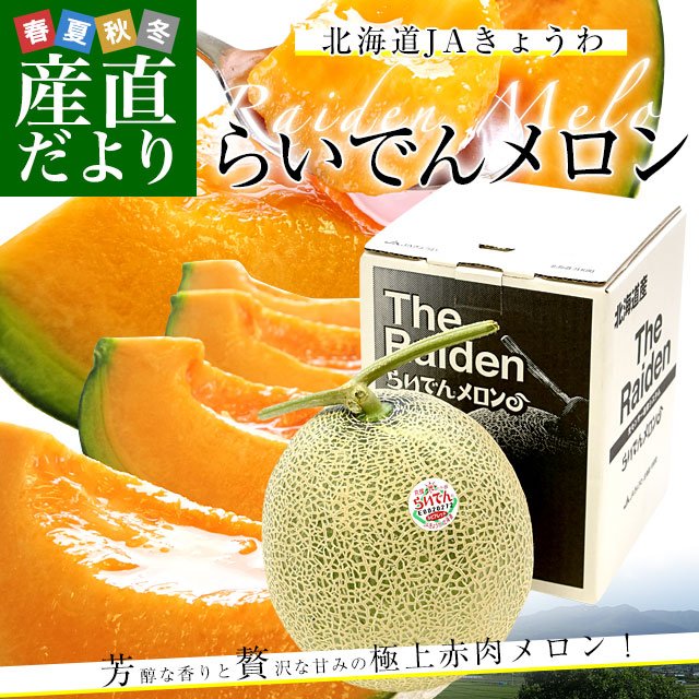 楽天市場 北海道産 Jaきょうわ らいでんメロン 赤肉 1玉 1 5キロ前後 めろん 夏ギフト お中元ギフト 産直だより