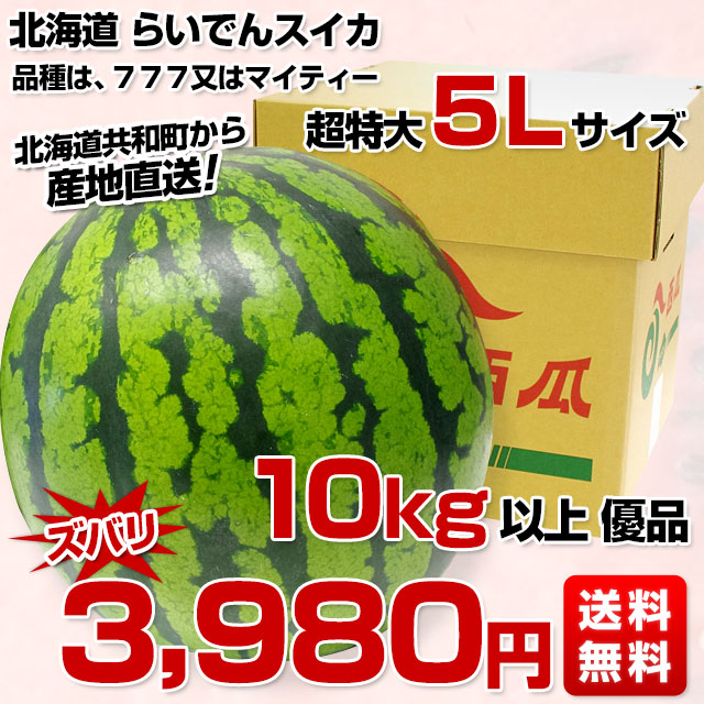 北海道より産地直送 メーカー直売 JAきょうわ らいでんスイカ 超特大 優品5Lサイズ 10キロ以上 すいか 西瓜 送料無料 北海道より産地直送 メーカー直売 JAきょうわ らいでんスイカ 超特大 優品5Lサイズ 10キロ以上 すいか 西瓜 送料無料
