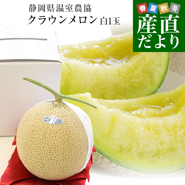 静岡県より産地直送 静岡県温室農協 クラウンメロン ギフト用化粧箱入り（白等級以上 １玉 1.2キロ) 送料無料 めろん くらうん