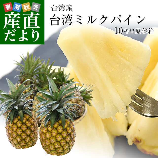 楽天市場 台湾産 ミルクパイン 10キロ 5玉から6玉 送料無料 クール便 パイン パイナップル パインアップル 台湾パイン 産直だより