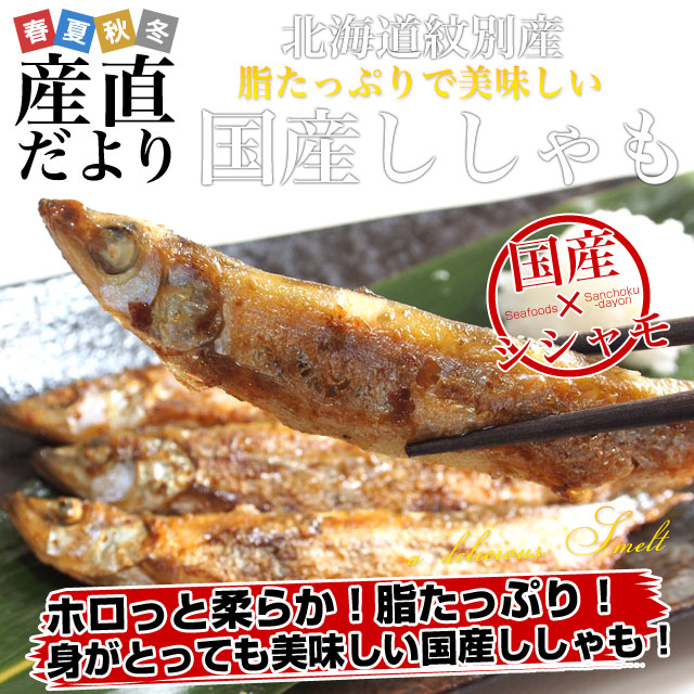 楽天市場 北海道から発送 北海道紋別産 脂たっぷりの美味しいシシャモ オスメス込 1 2キロ 300g 4p シシャモ 産直だより