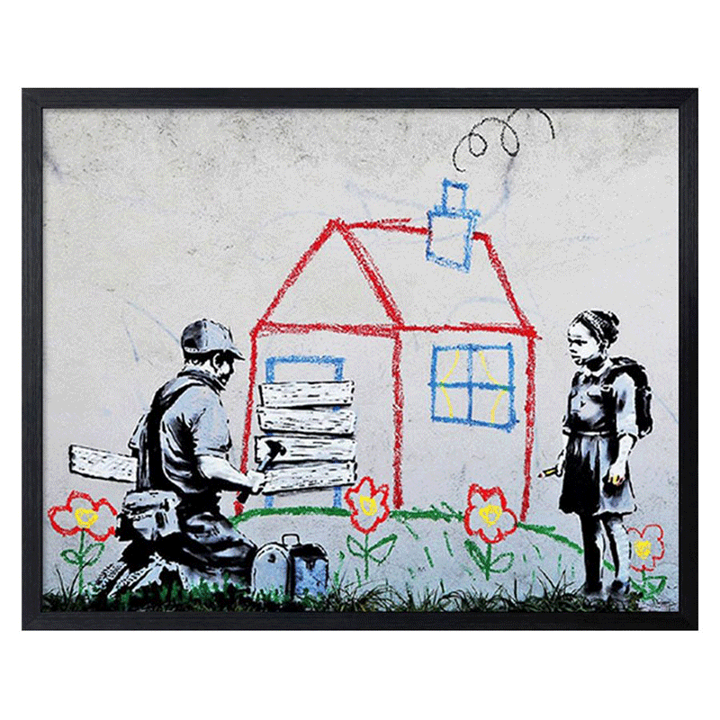 ★!PT１０倍立てなおす!★ 【bicosya/美工社】Banksy /バンクシー Play house 掻きならす 住みか 《/線描/今めかしい/御祝/絵/壁掛/貼り出し／美術/美術/芸術/教材/活動写真/飾りつけ/室内装飾/ポップアート/》