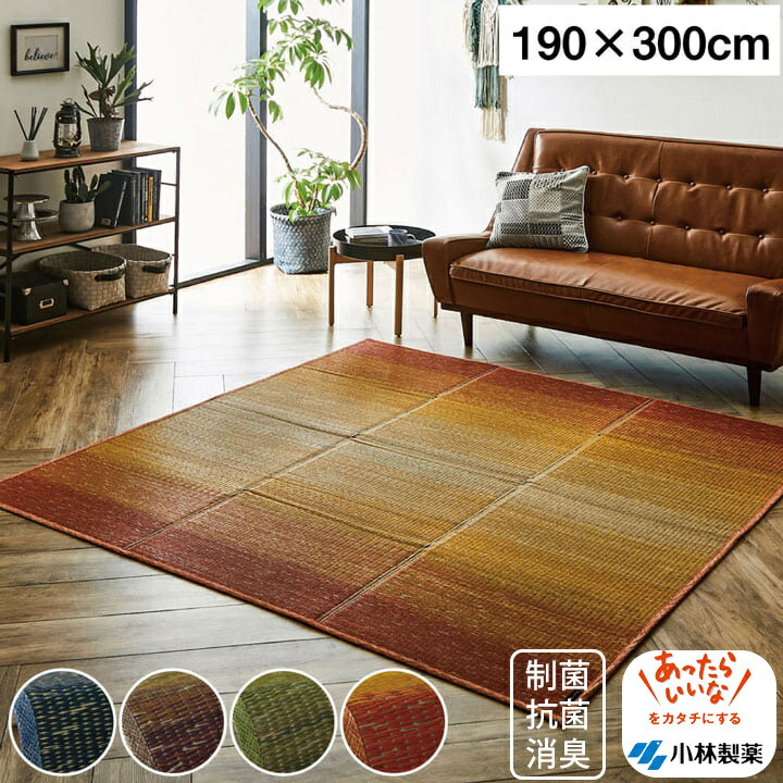 い草 ラグ カーペット ござ 抗菌 防臭 消臭 4畳 約 約190×300cm おしゃれ グラデーション 北欧 モダン ナチュラル 安い 滑りにくい 新生活 一人暮らし