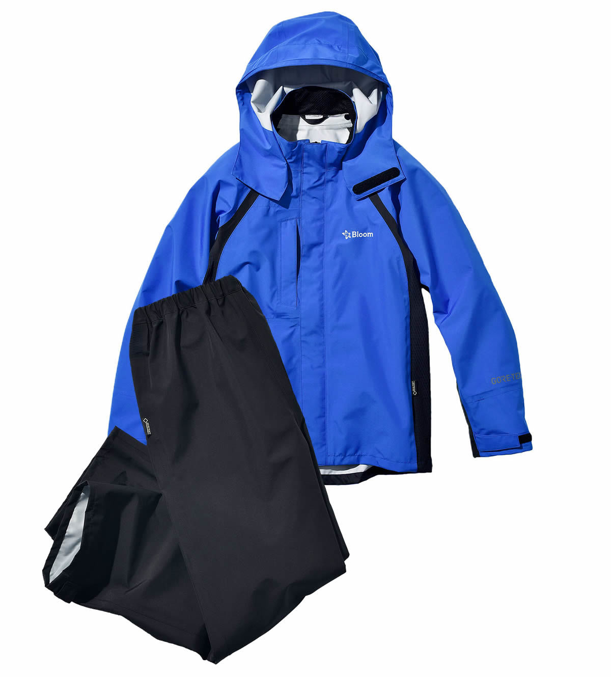 ゴアテックス GORETEX Bloom御召しもの 上下書き割り 2L大きさ ロイヤル青碧
