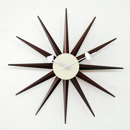 【定め事使用許可】【建築家：ジョージ・ネルソン】商いもの名： SUNBURST clock（サンバースト・クロック）【ネルソン時辰儀】【大層らしい】【飾りつけ】【時辰儀】【オブジェ】【ミッドセンチュリー】【木製】【ひな形】