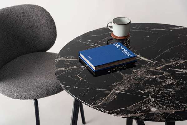 STONE PATTERN サイドテーブル Φ90 × H72 【 ダイニング テーブル 丸 円形 カフェ ラウンド SPT スタイリッシュ おしゃれ 石目調 大理石 ブラック スチール シンプル シック モダン 北欧 高級感 デザイン 787 上品 丸 円 ラウンド グレー ブラック 】