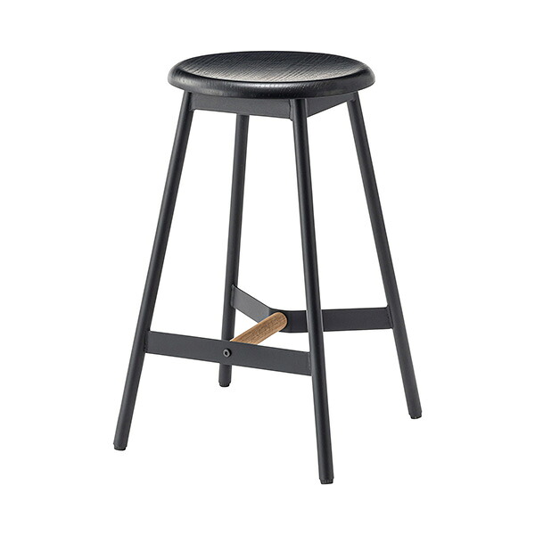 【２脚セット】 商品名：ハイスツール （高さ 64cm） 【スツール】【ハイスツール】【チェア】【椅子】【天然木】【スチール】【SPC】【円座】【円形】【丸形】【背もたれなし】【971】【来客用】【シック】【モダン】【シンプル】【おしゃれ】【ブラック】【黒】